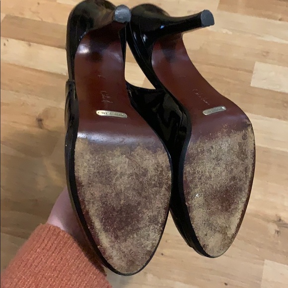 Cole Haan patent black peep toe slingback heel _9 - Picture 6 of 9